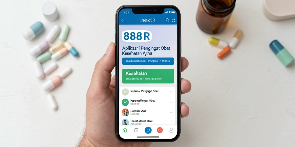 Antarmuka pengguna 888R yang menawan dan fungsional sebagai pengingat obat.
