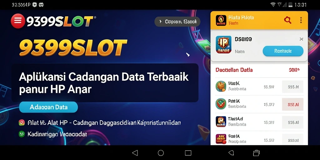 Tampilan antarmuka pengguna 9399SLOT untuk cadangan data.