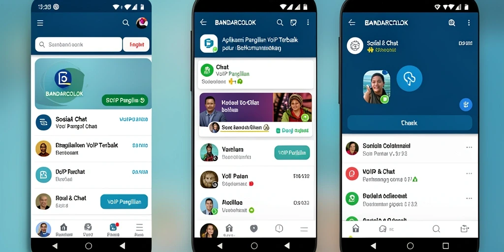 Antarmuka pengguna BANDARCOLOK untuk panggilan VoIP yang jelas dan modern.