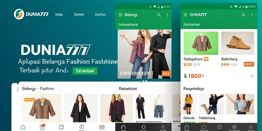 Antarmuka pengguna DUNIA777 yang modern dan menarik untuk aplikasi fashion.