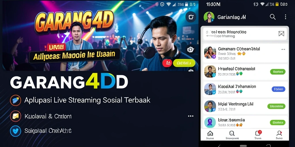 Antarmuka aplikasi GARANG4D dengan fungsi Live Streaming yang interaktif.