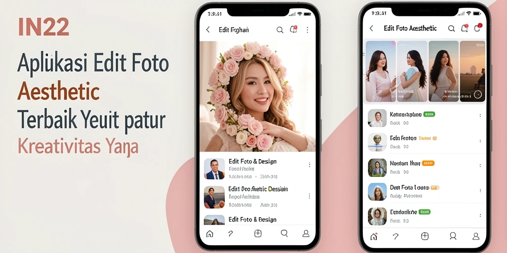 Tampilan antarmuka pengguna <strong>IN22</strong> yang elegan dan fungsional untuk Edit Foto Aesthetic.