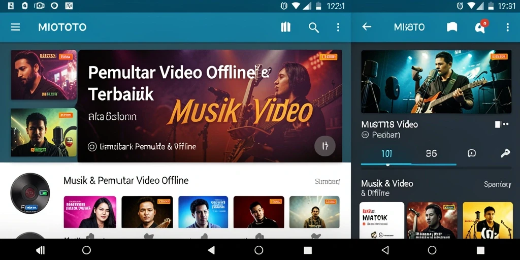 Antarmuka MIOTOTO dengan fungsi Pemutar Video Offline yang intuitif.