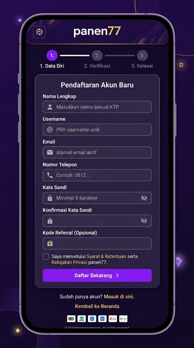 Panduan Lengkap Registrasi Akun panen77
